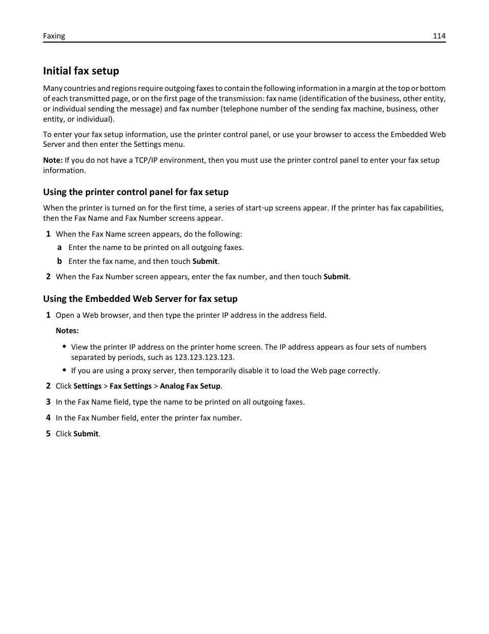 Initial fax setup | Dell B5465dnf Mono Laser Printer MFP User Manual | Page 114 / 342