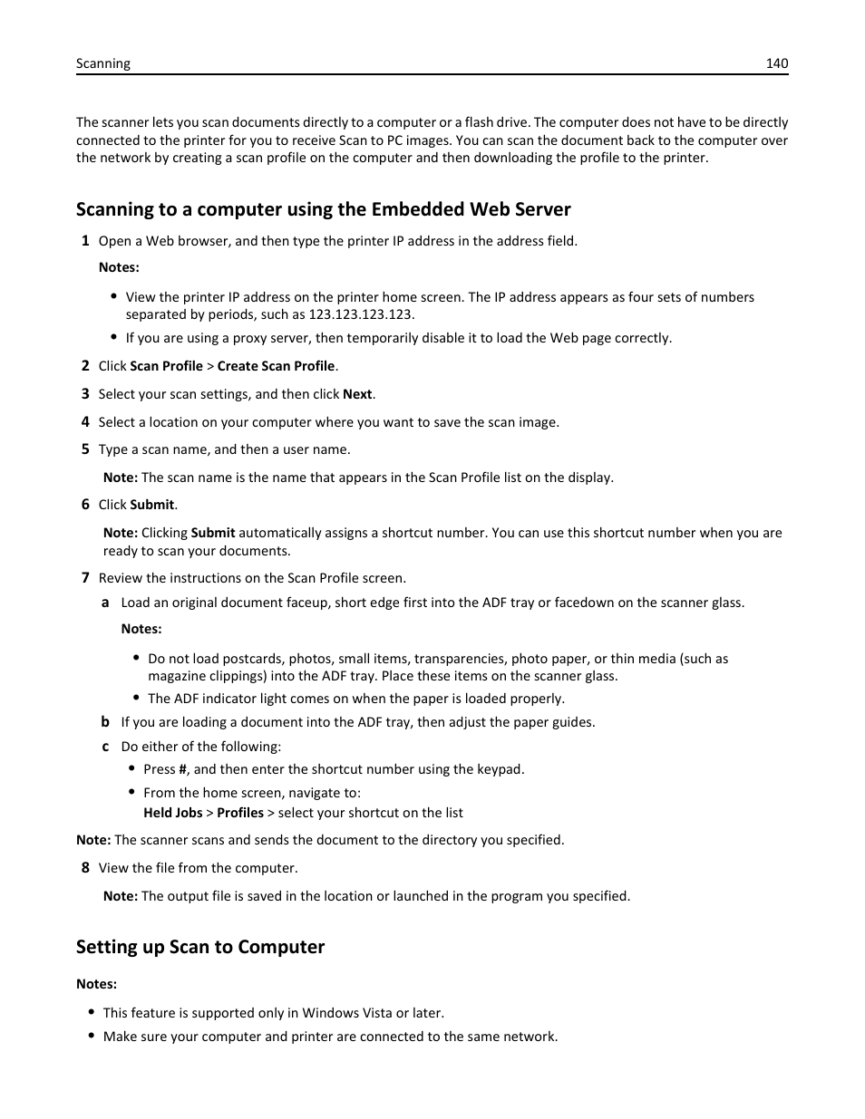 Setting up scan to computer | Dell B5465dnf Mono Laser Printer MFP User Manual | Page 140 / 342