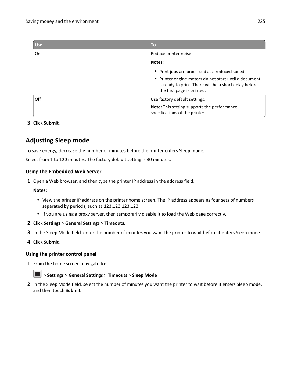 Adjusting sleep mode | Dell B5465dnf Mono Laser Printer MFP User Manual | Page 225 / 342