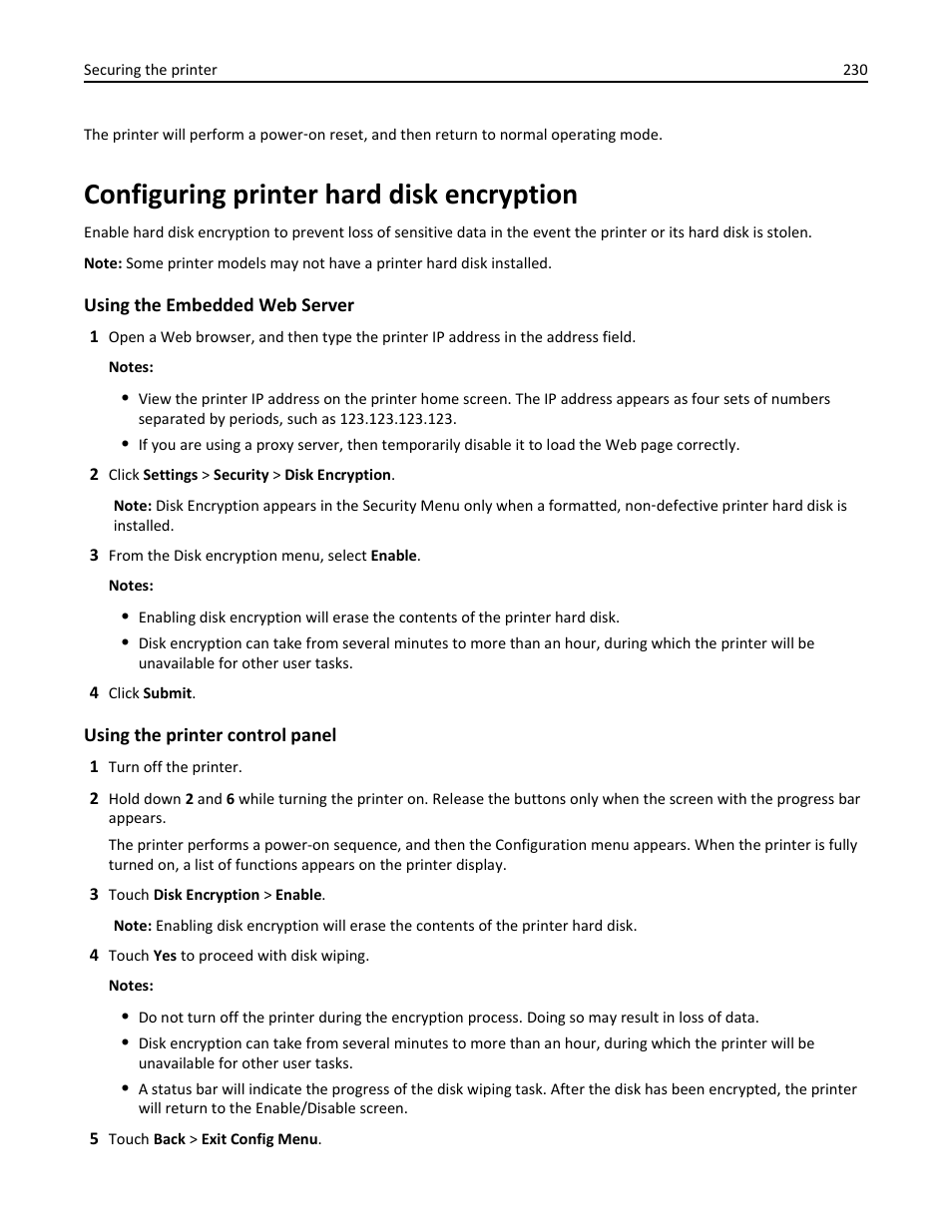 Configuring printer hard disk encryption | Dell B5465dnf Mono Laser Printer MFP User Manual | Page 230 / 342