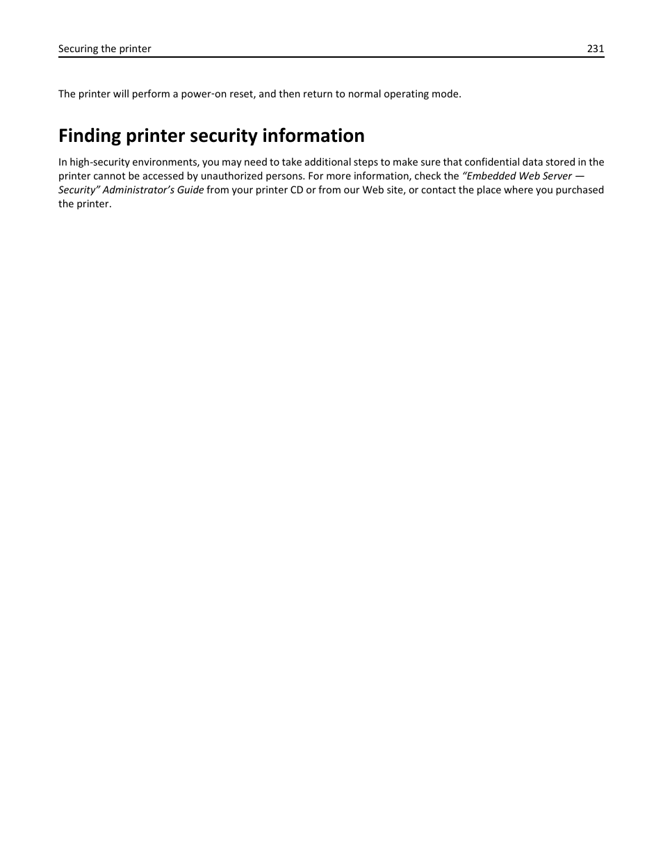 Finding printer security information | Dell B5465dnf Mono Laser Printer MFP User Manual | Page 231 / 342