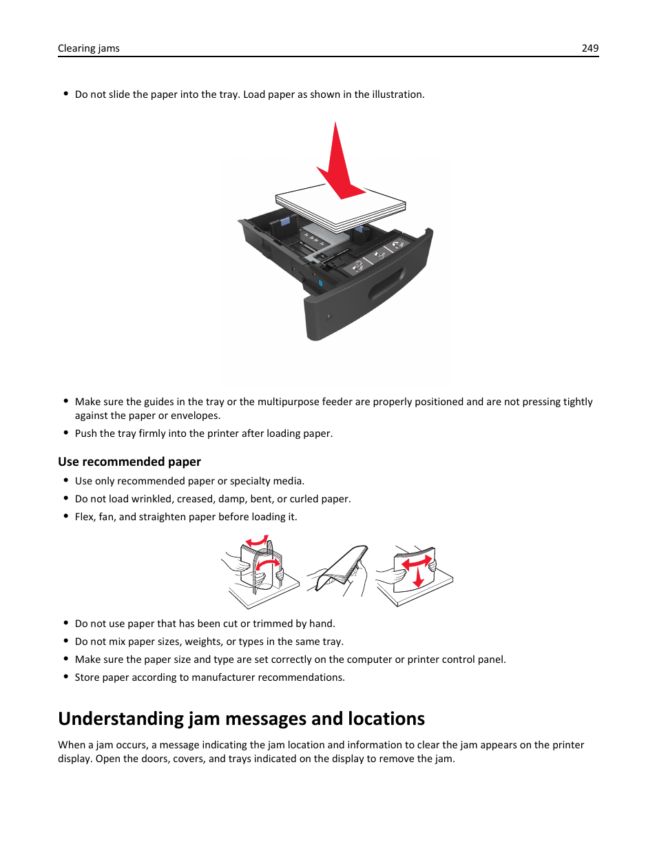 Understanding jam messages and locations | Dell B5465dnf Mono Laser Printer MFP User Manual | Page 249 / 342