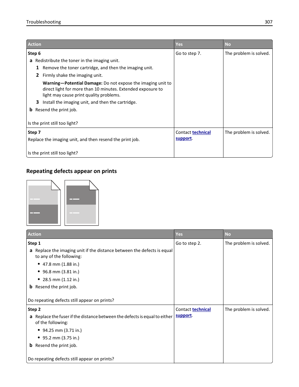 Repeating defects appear on prints | Dell B5465dnf Mono Laser Printer MFP User Manual | Page 307 / 342