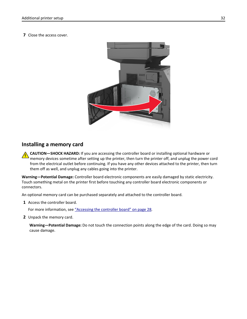 Installing a memory card | Dell B5465dnf Mono Laser Printer MFP User Manual | Page 32 / 342