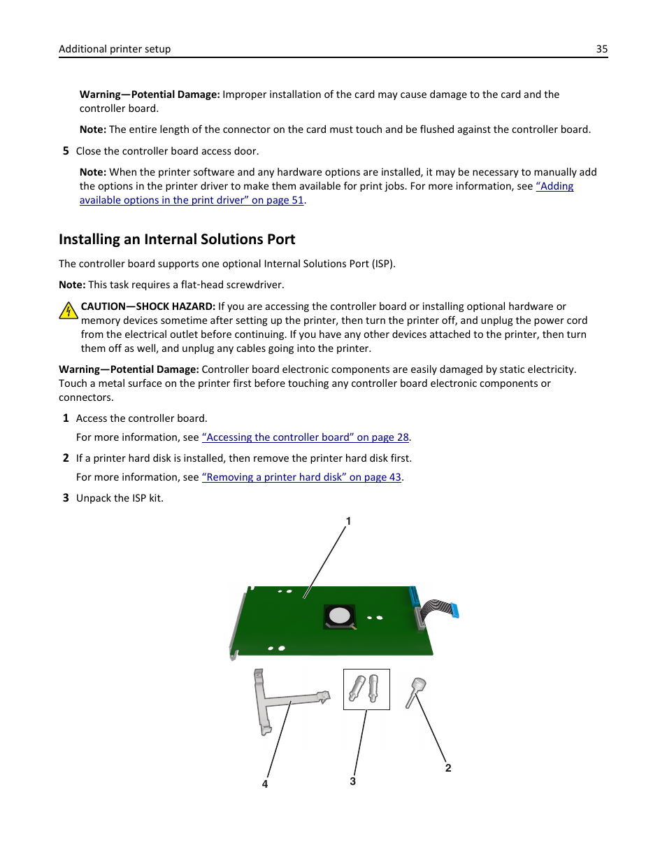 Installing an internal solutions port | Dell B5465dnf Mono Laser Printer MFP User Manual | Page 35 / 342