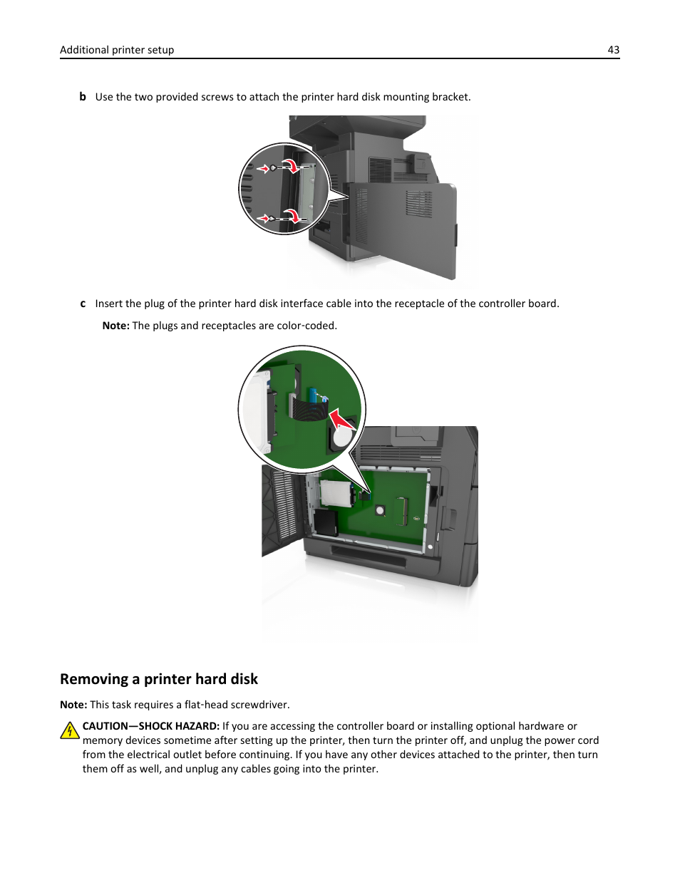 Removing a printer hard disk | Dell B5465dnf Mono Laser Printer MFP User Manual | Page 43 / 342