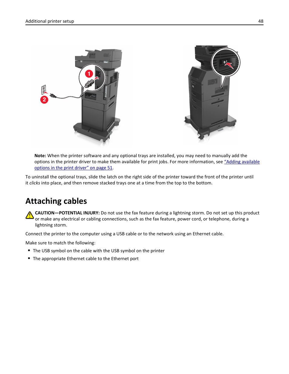 Attaching cables | Dell B5465dnf Mono Laser Printer MFP User Manual | Page 48 / 342