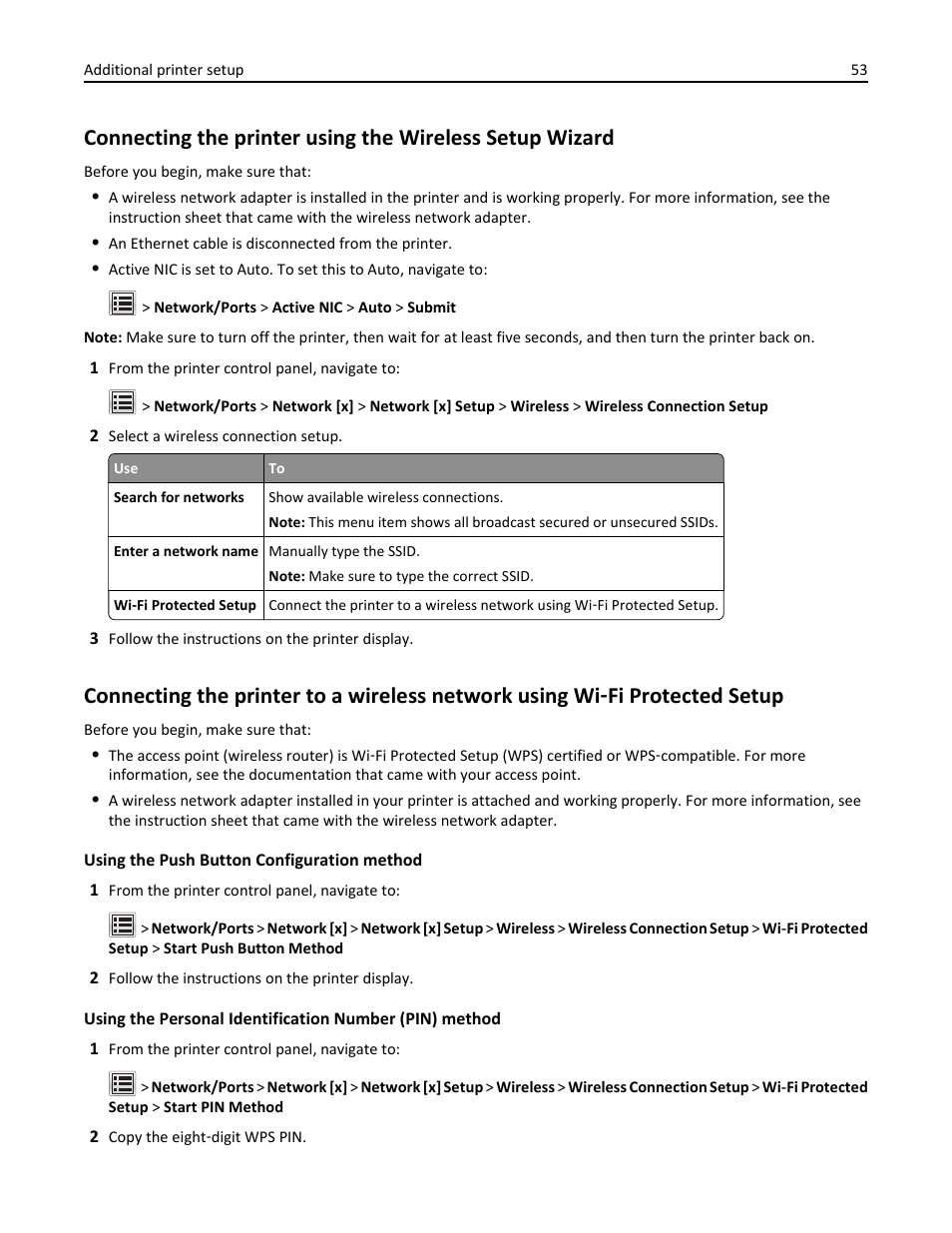 Fi protected setup | Dell B5465dnf Mono Laser Printer MFP User Manual | Page 53 / 342