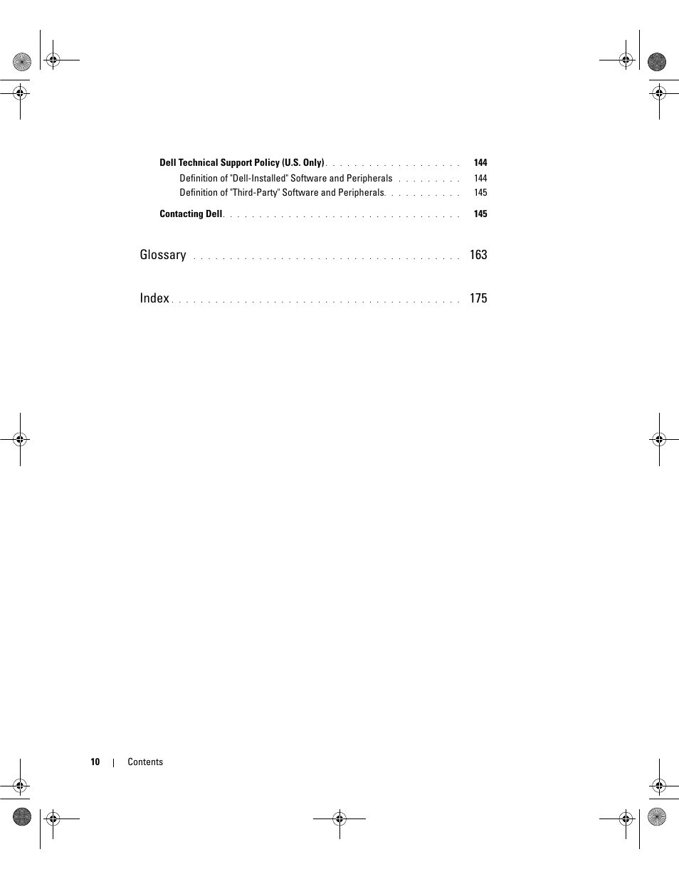 Glossary, 163 index | Dell Inspiron 630m User Manual | Page 10 / 180