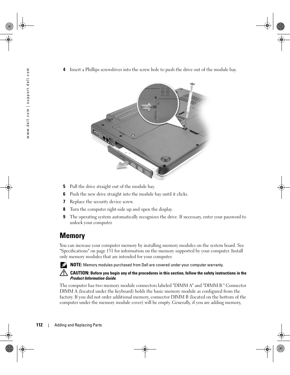 Memory | Dell Inspiron 630m User Manual | Page 112 / 180
