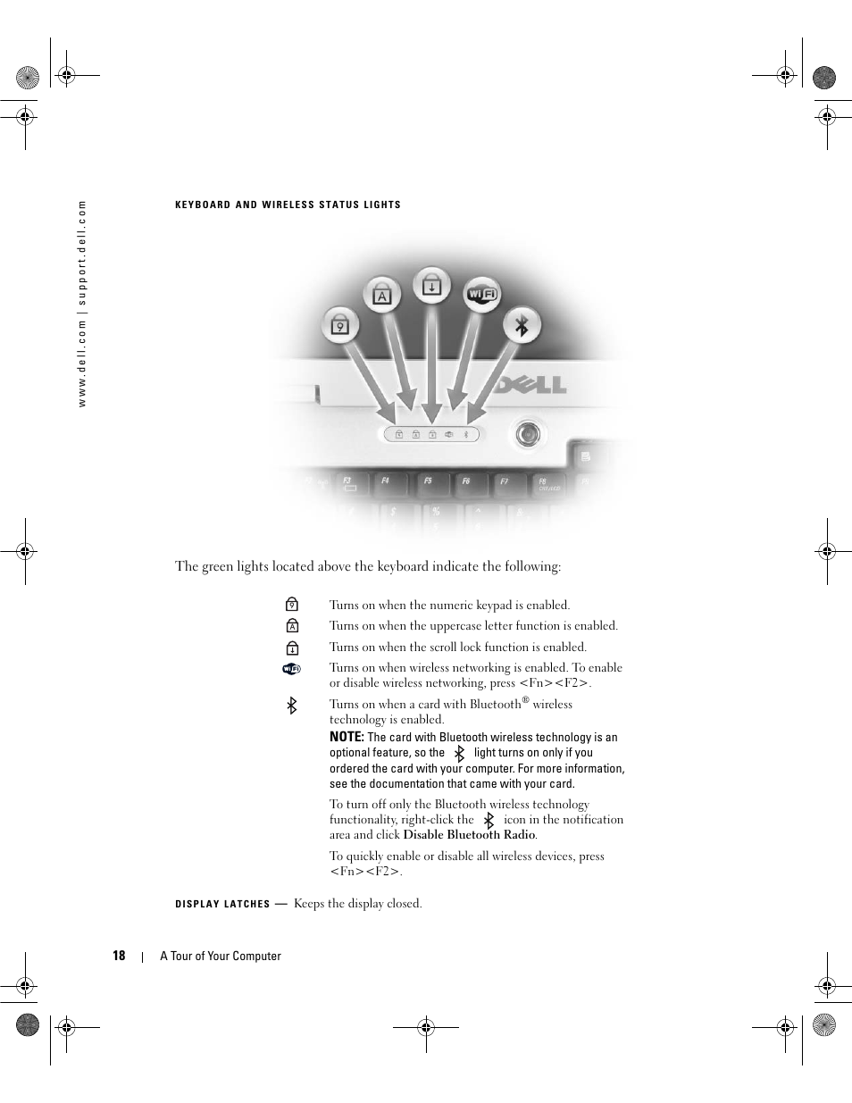 Keyboard and wireless status lights | Dell Inspiron 630m User Manual | Page 18 / 180