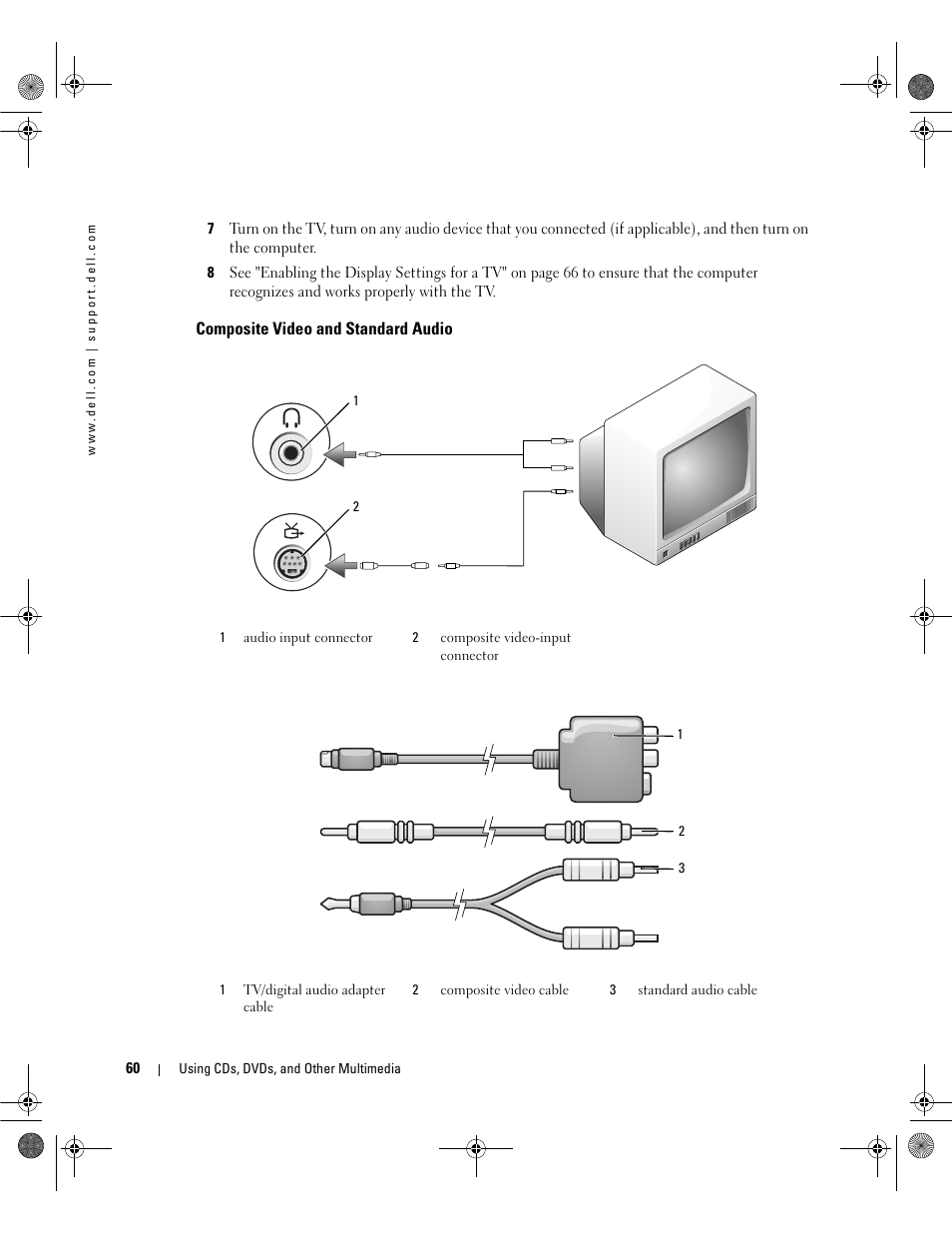Composite video and standard audio | Dell Inspiron 630m User Manual | Page 60 / 180