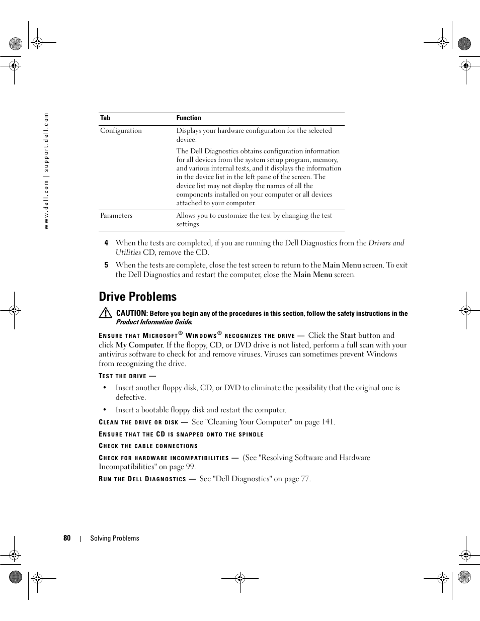 Drive problems | Dell Inspiron 630m User Manual | Page 80 / 180