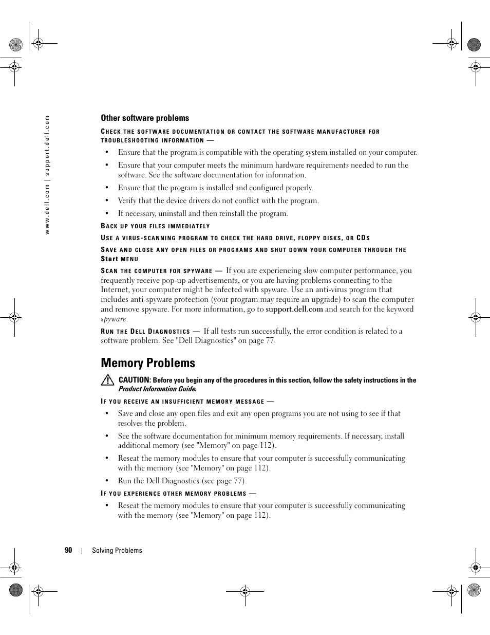 Other software problems, Memory problems | Dell Inspiron 630m User Manual | Page 90 / 180