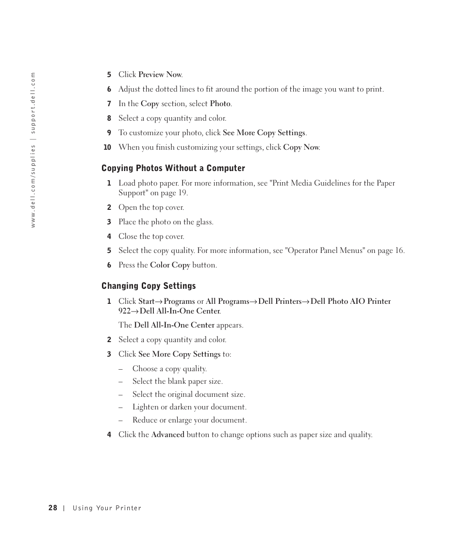 Dell 922 All In One Photo Printer User Manual | Page 28 / 108