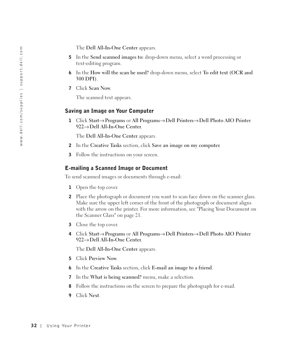 Dell 922 All In One Photo Printer User Manual | Page 32 / 108