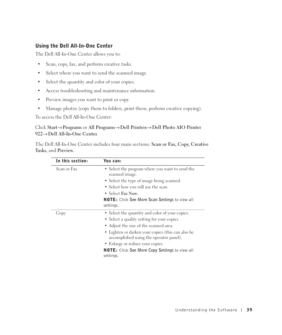 Dell 922 All In One Photo Printer User Manual | Page 39 / 108