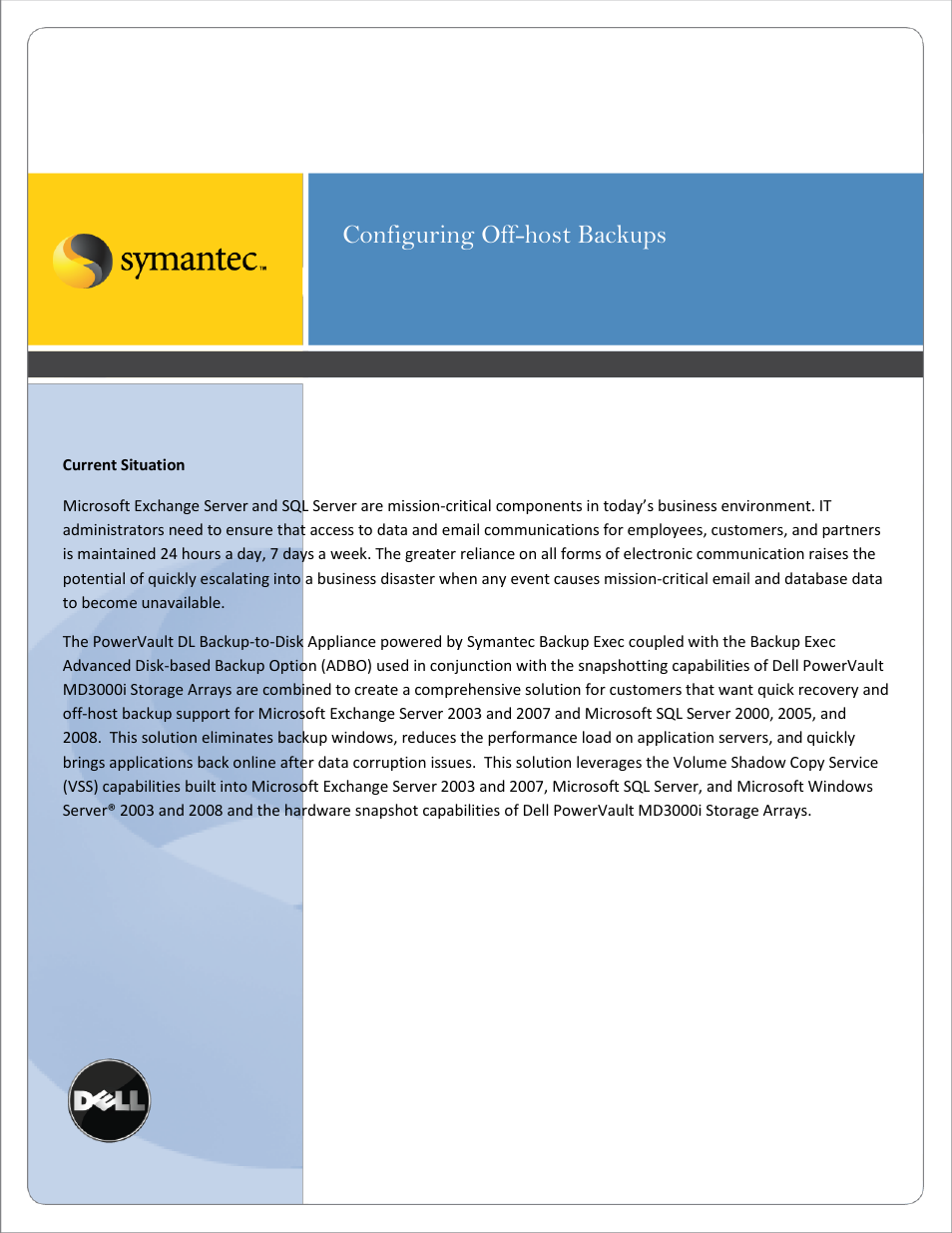 Configuring off-host backups | Dell PowerVault DL2100 User Manual | Page 2 / 20