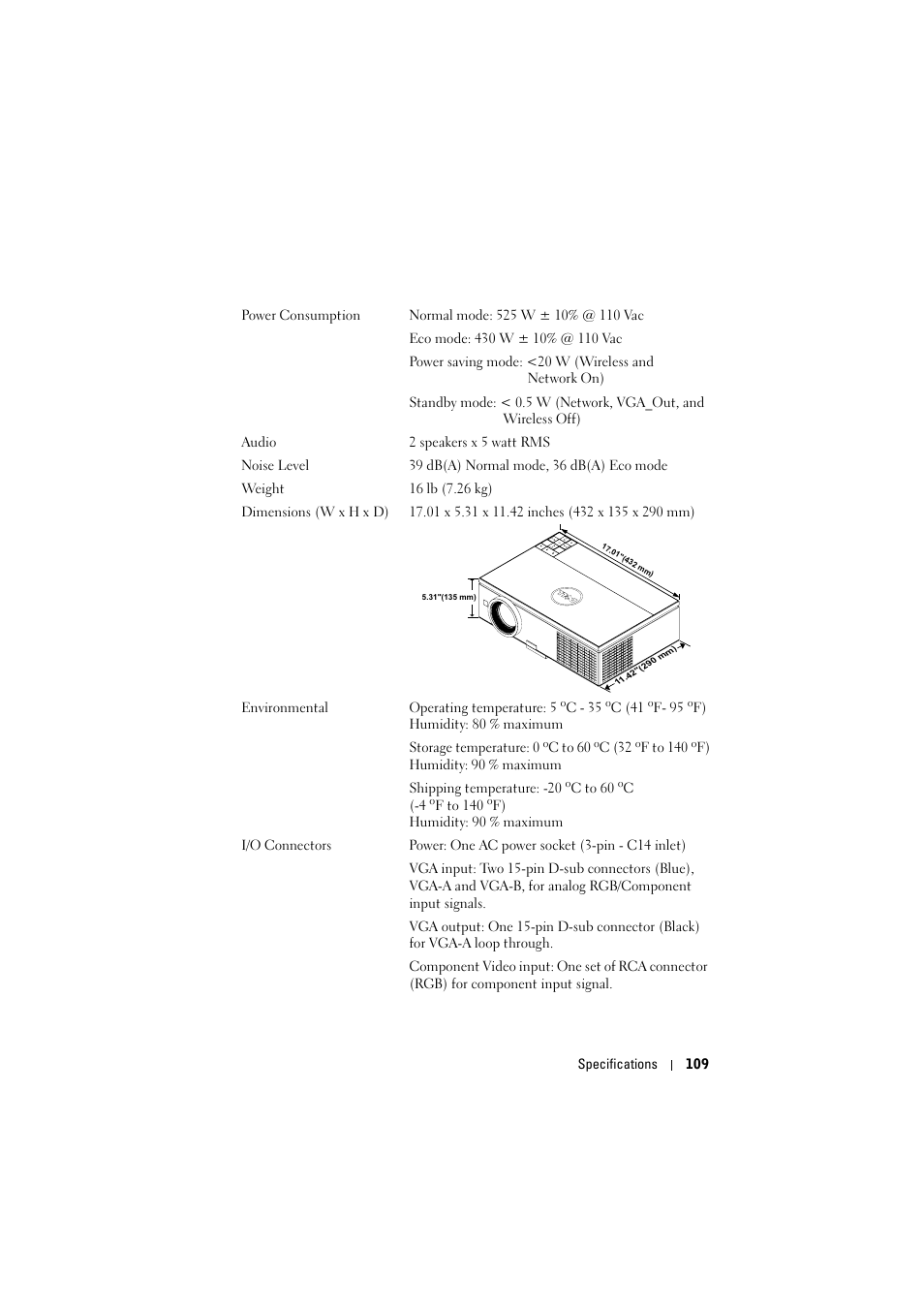 Dell 7700HD Projector User Manual | Page 109 / 122