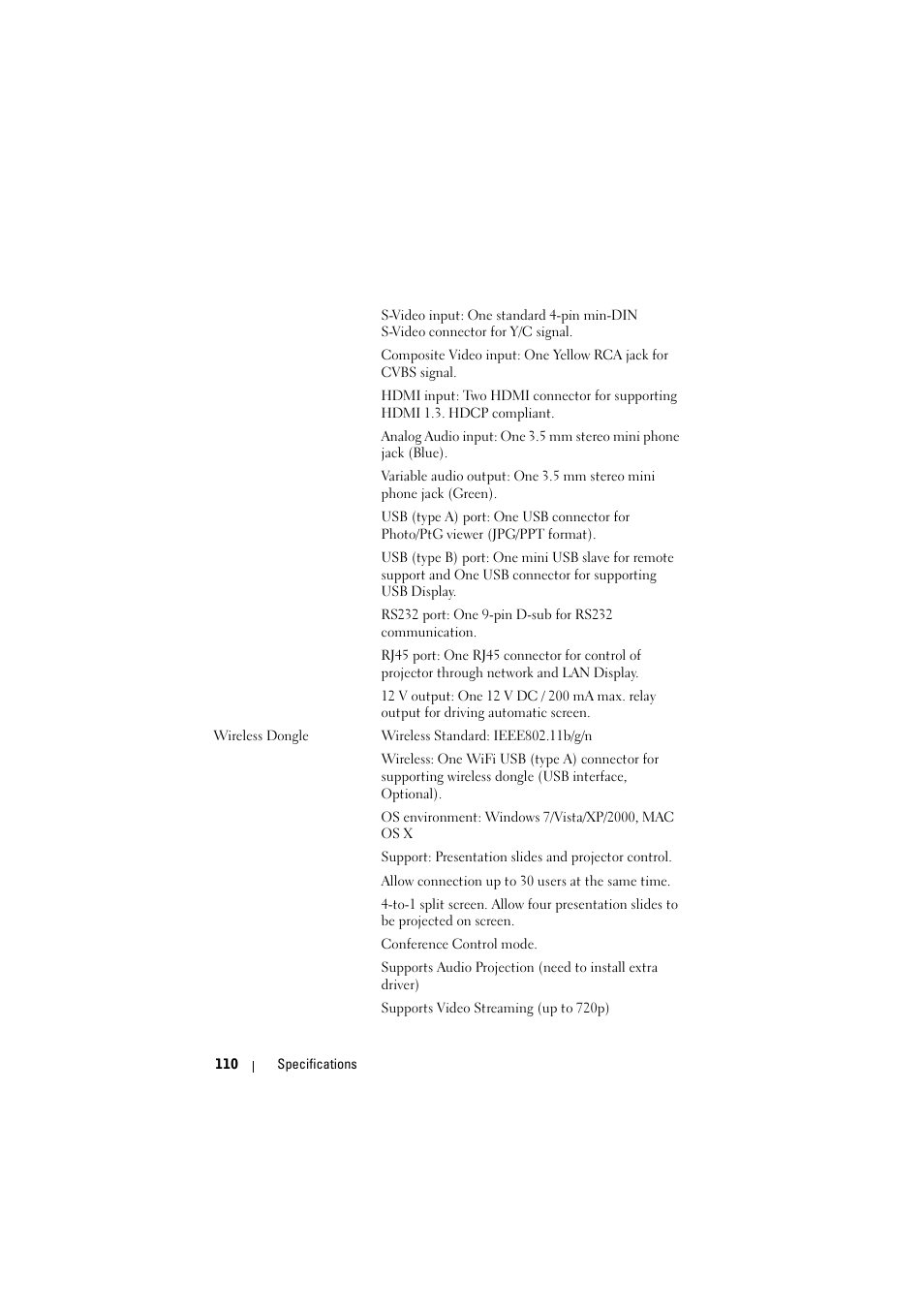 Dell 7700HD Projector User Manual | Page 110 / 122