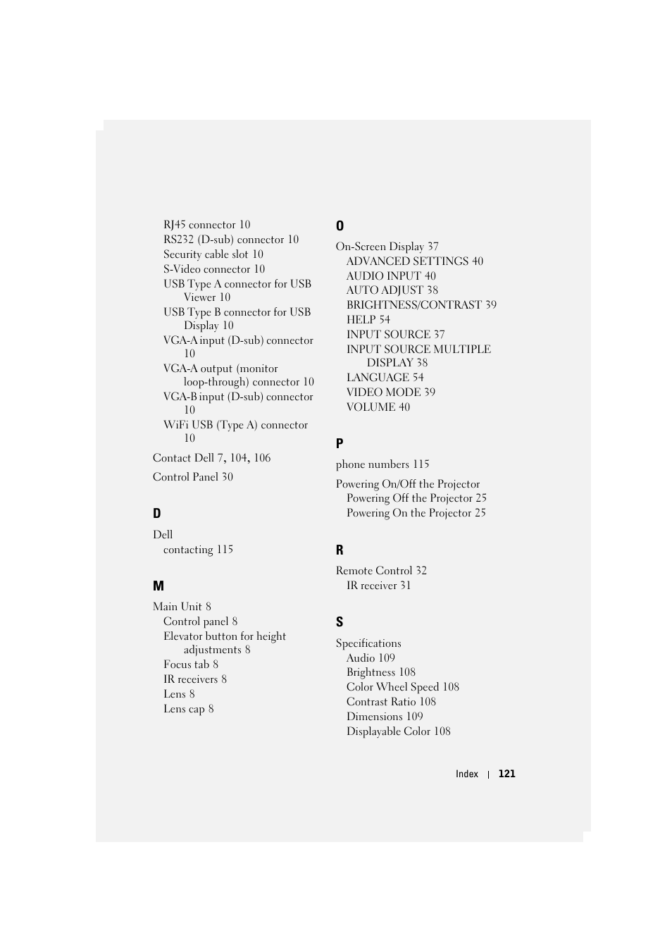 Dell 7700HD Projector User Manual | Page 121 / 122