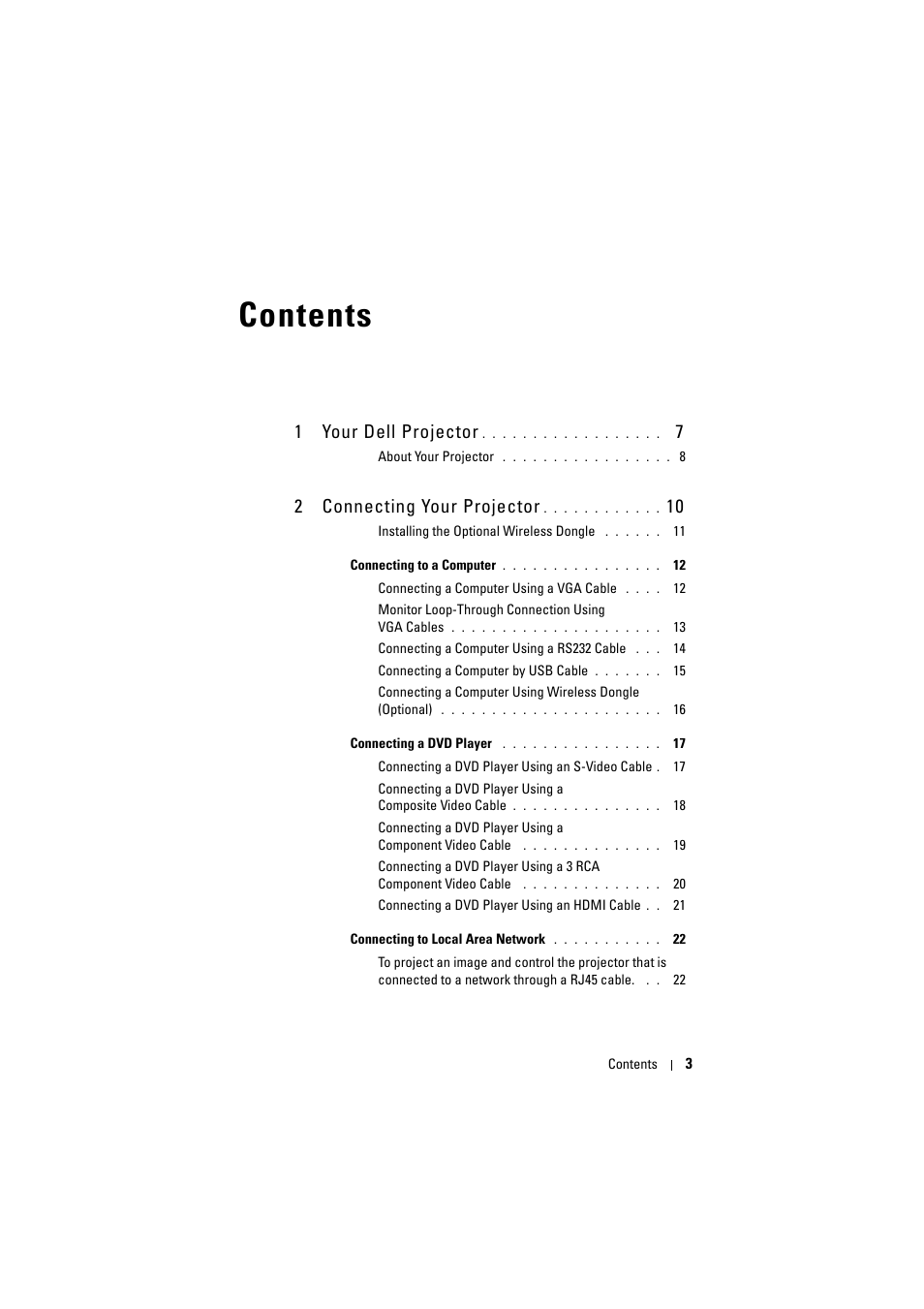 Dell 7700HD Projector User Manual | Page 3 / 122