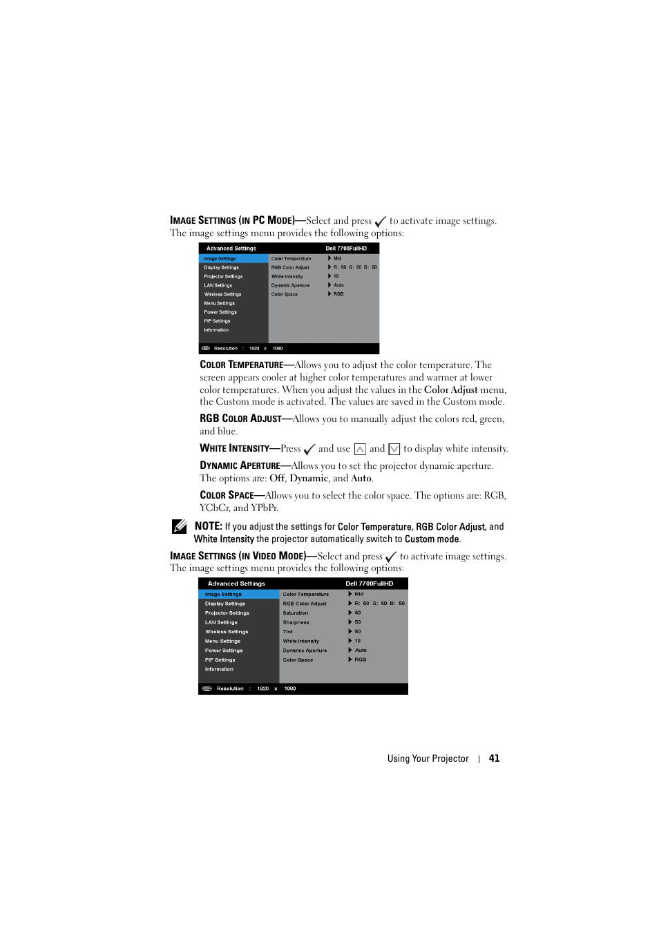 Dell 7700HD Projector User Manual | Page 41 / 122