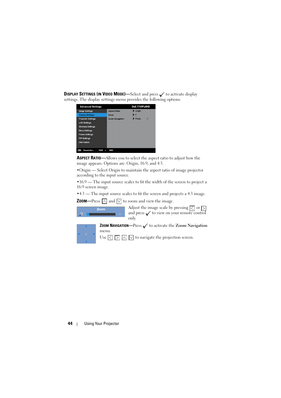 Dell 7700HD Projector User Manual | Page 44 / 122