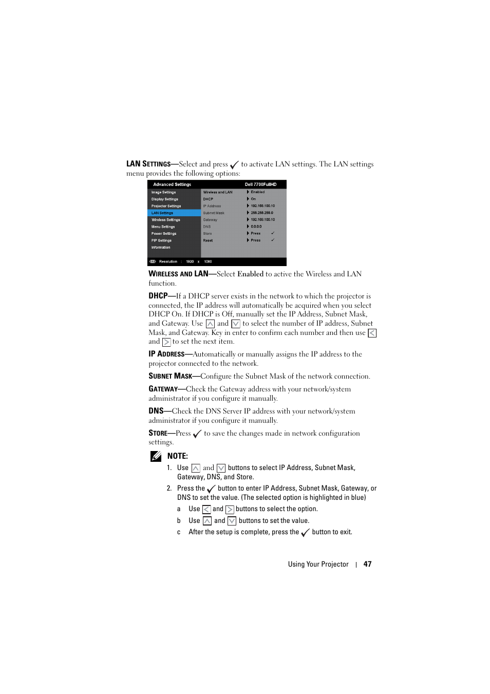 Dell 7700HD Projector User Manual | Page 47 / 122