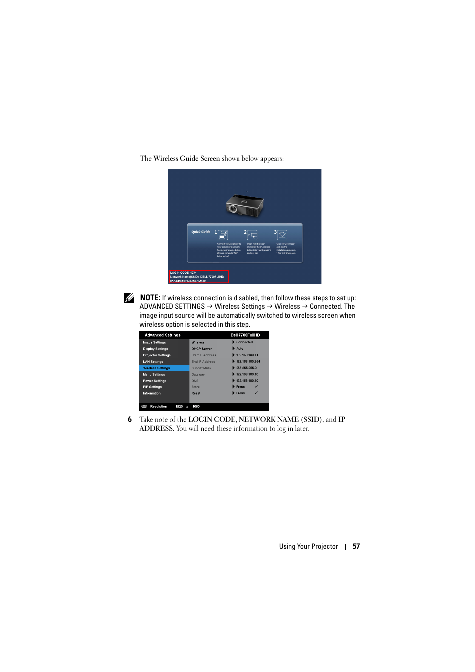 Dell 7700HD Projector User Manual | Page 57 / 122