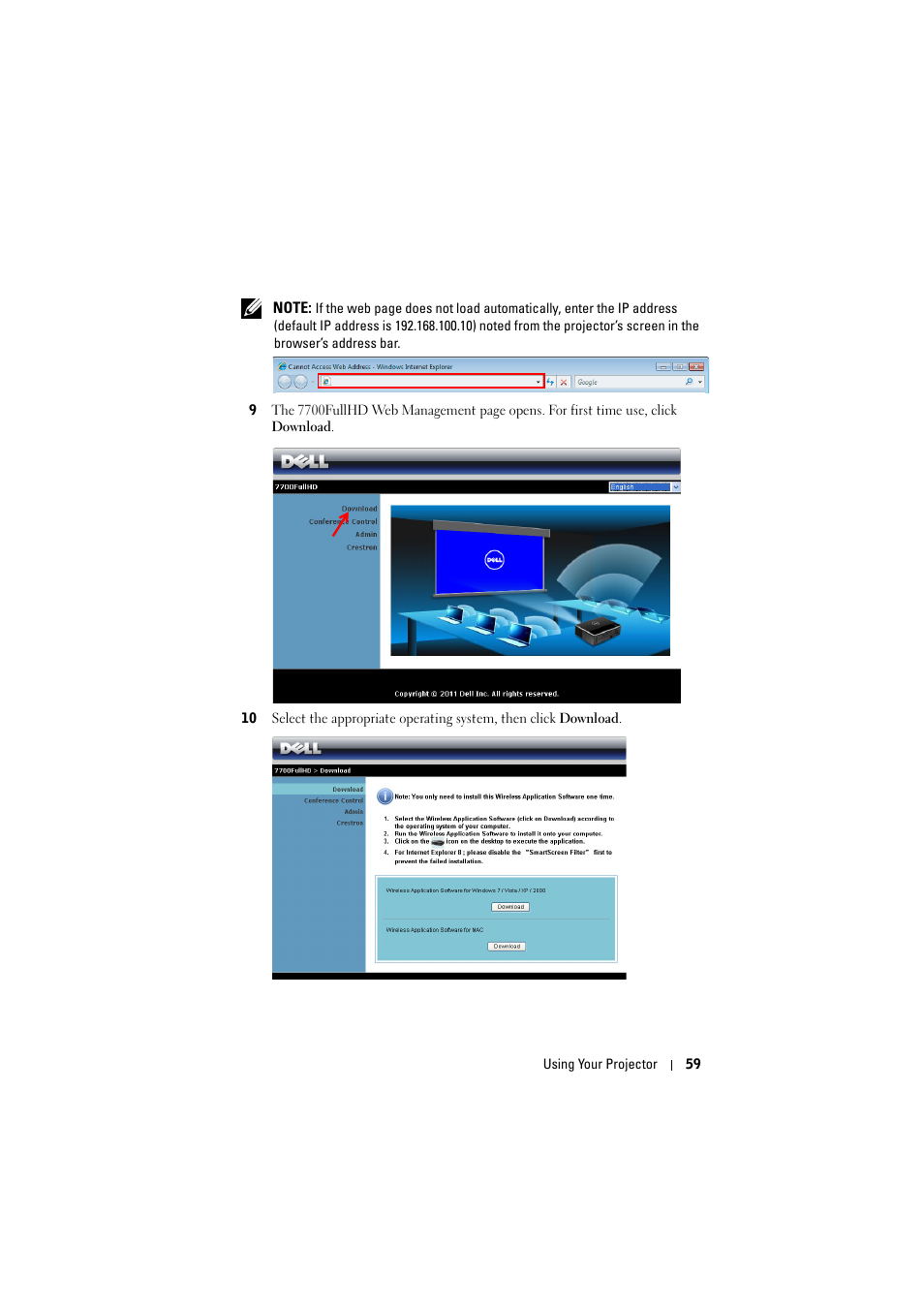 Dell 7700HD Projector User Manual | Page 59 / 122