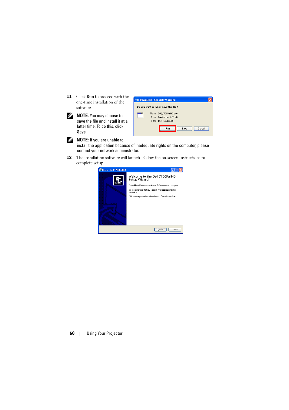 Dell 7700HD Projector User Manual | Page 60 / 122