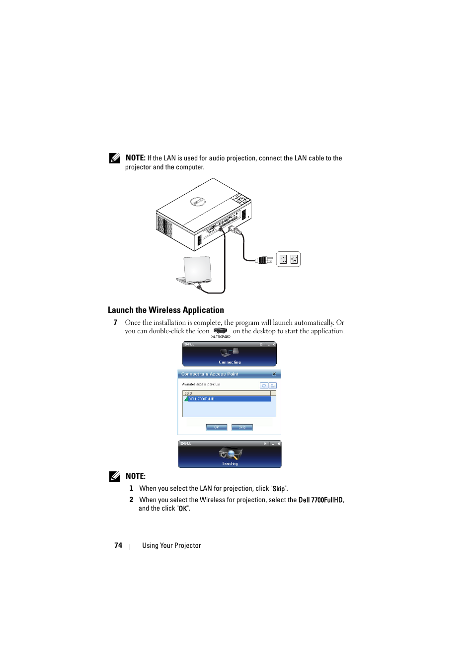 Launch the wireless application | Dell 7700HD Projector User Manual | Page 74 / 122