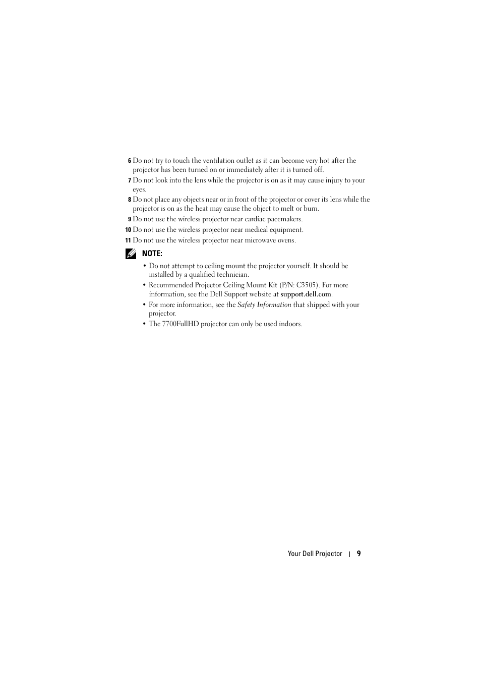 Dell 7700HD Projector User Manual | Page 9 / 122