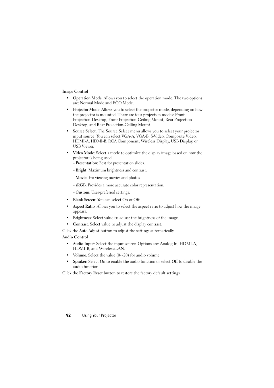Dell 7700HD Projector User Manual | Page 92 / 122