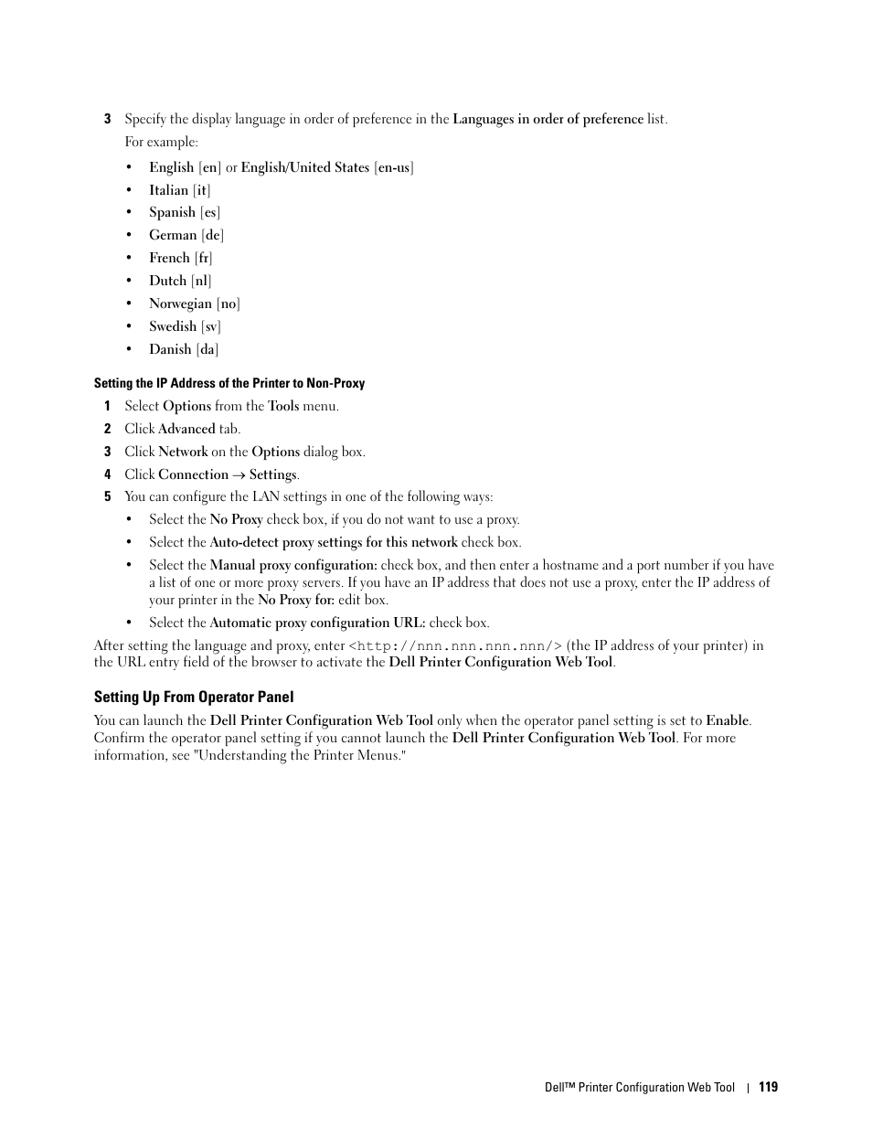 Setting up from operator panel | Dell C2665dnf Color Laser Printer User Manual | Page 121 / 578