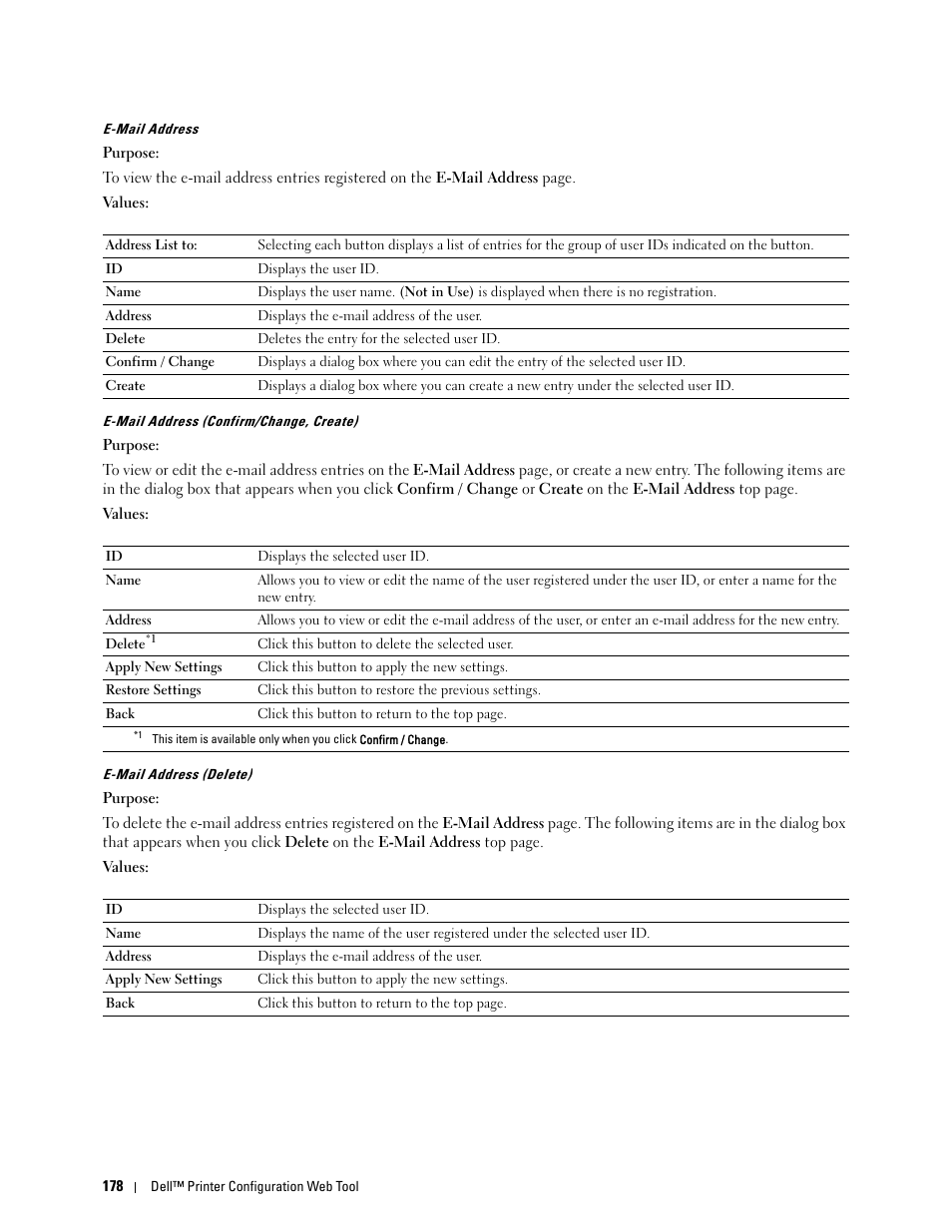 E-mail address | Dell C2665dnf Color Laser Printer User Manual | Page 180 / 578