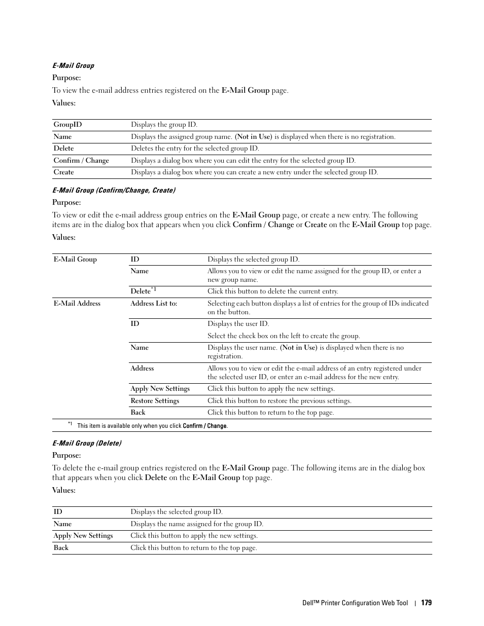 E-mail group | Dell C2665dnf Color Laser Printer User Manual | Page 181 / 578