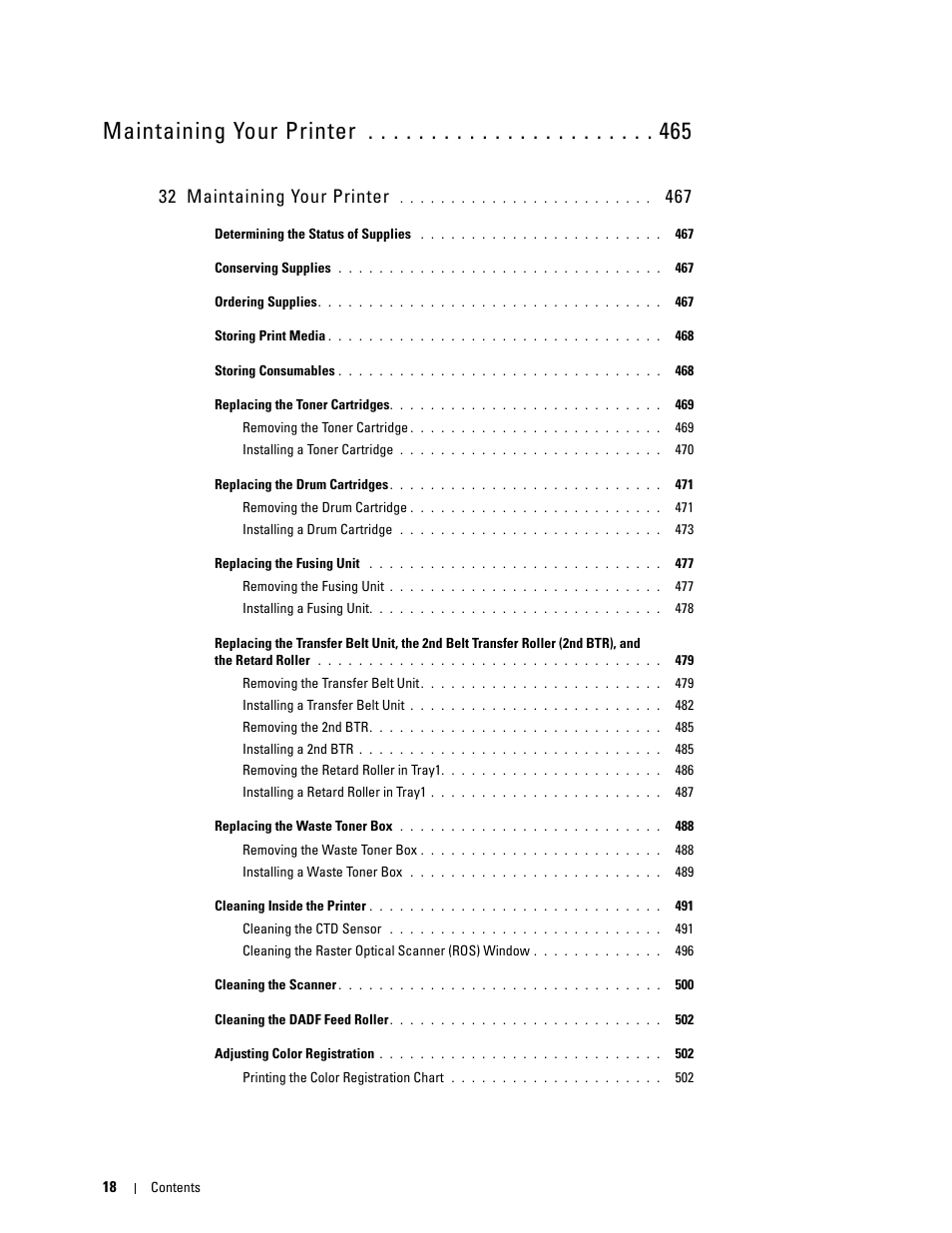 32 maintaining your printer 467, Maintaining your printer, 32 maintaining your printer | Dell C2665dnf Color Laser Printer User Manual | Page 20 / 578