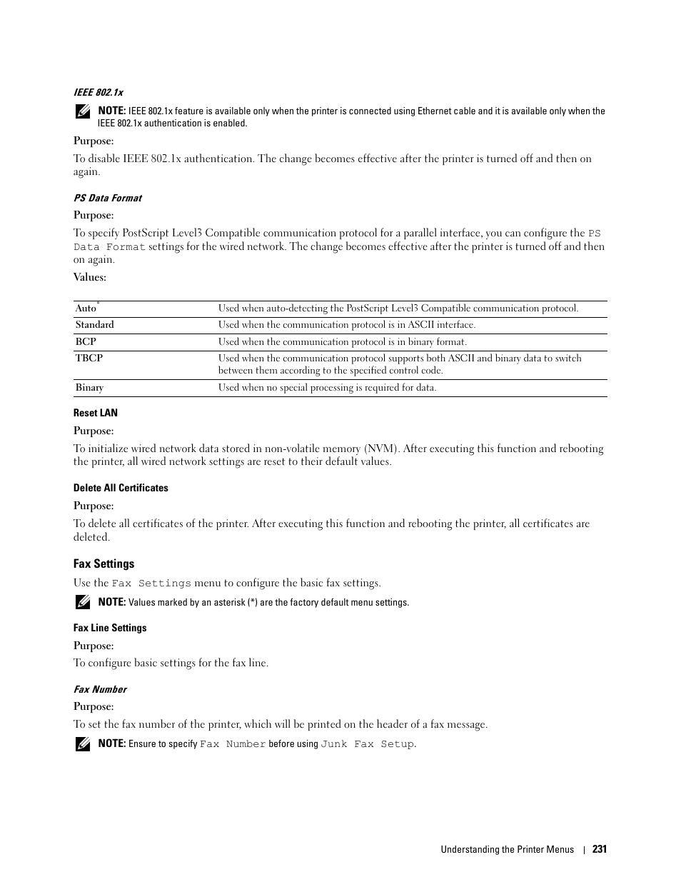 Fax settings | Dell C2665dnf Color Laser Printer User Manual | Page 233 / 578