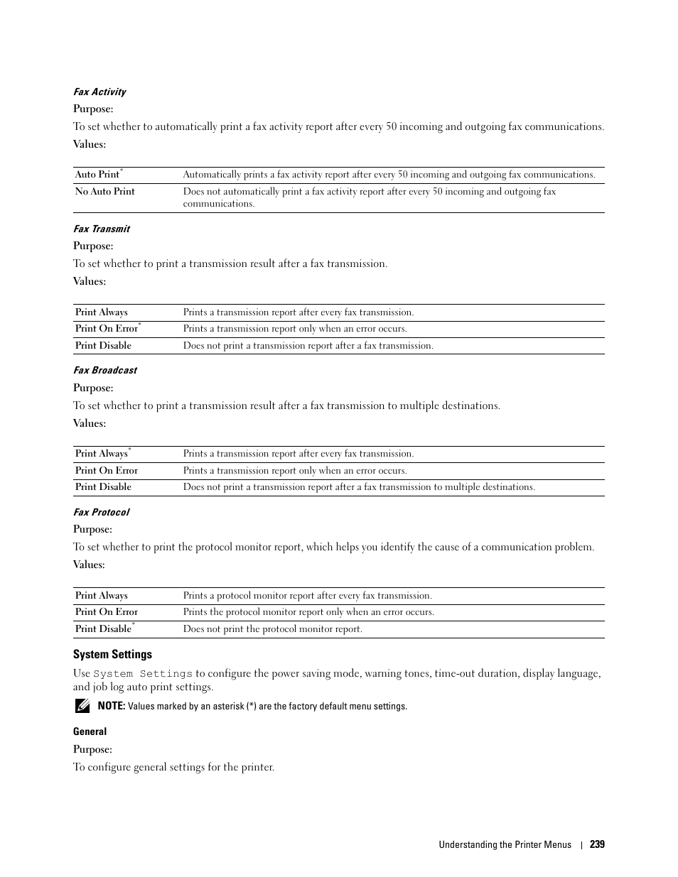 System settings | Dell C2665dnf Color Laser Printer User Manual | Page 241 / 578