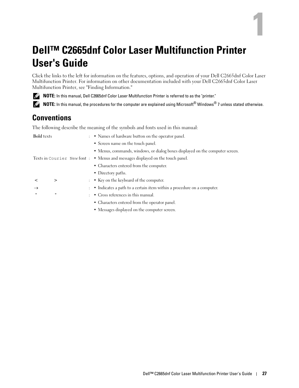 Conventions, Guide | Dell C2665dnf Color Laser Printer User Manual | Page 29 / 578