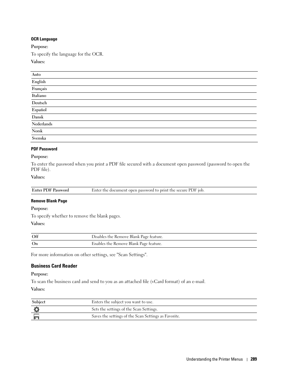 Business card reader | Dell C2665dnf Color Laser Printer User Manual | Page 291 / 578