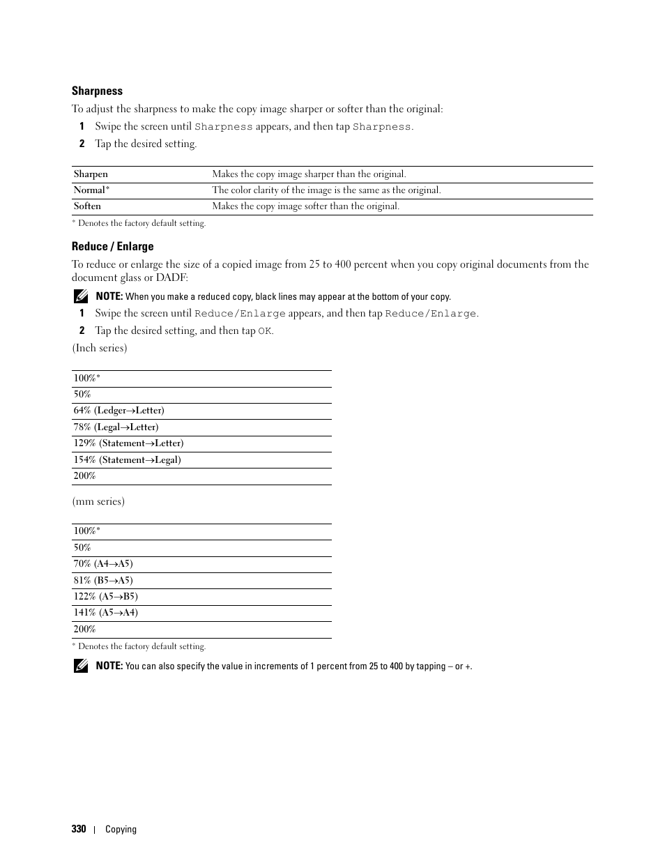 Sharpness, Reduce / enlarge | Dell C2665dnf Color Laser Printer User Manual | Page 332 / 578