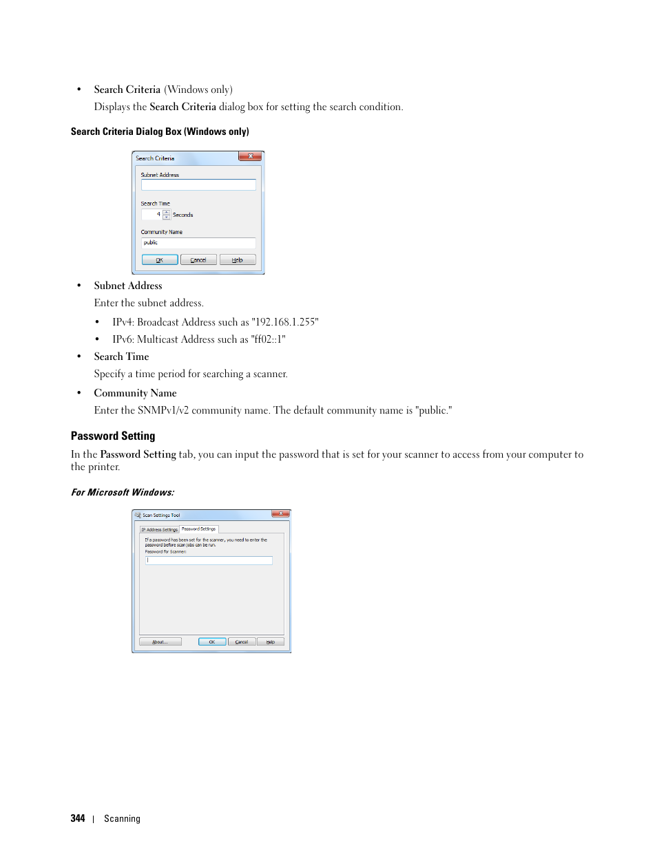 Password setting | Dell C2665dnf Color Laser Printer User Manual | Page 346 / 578