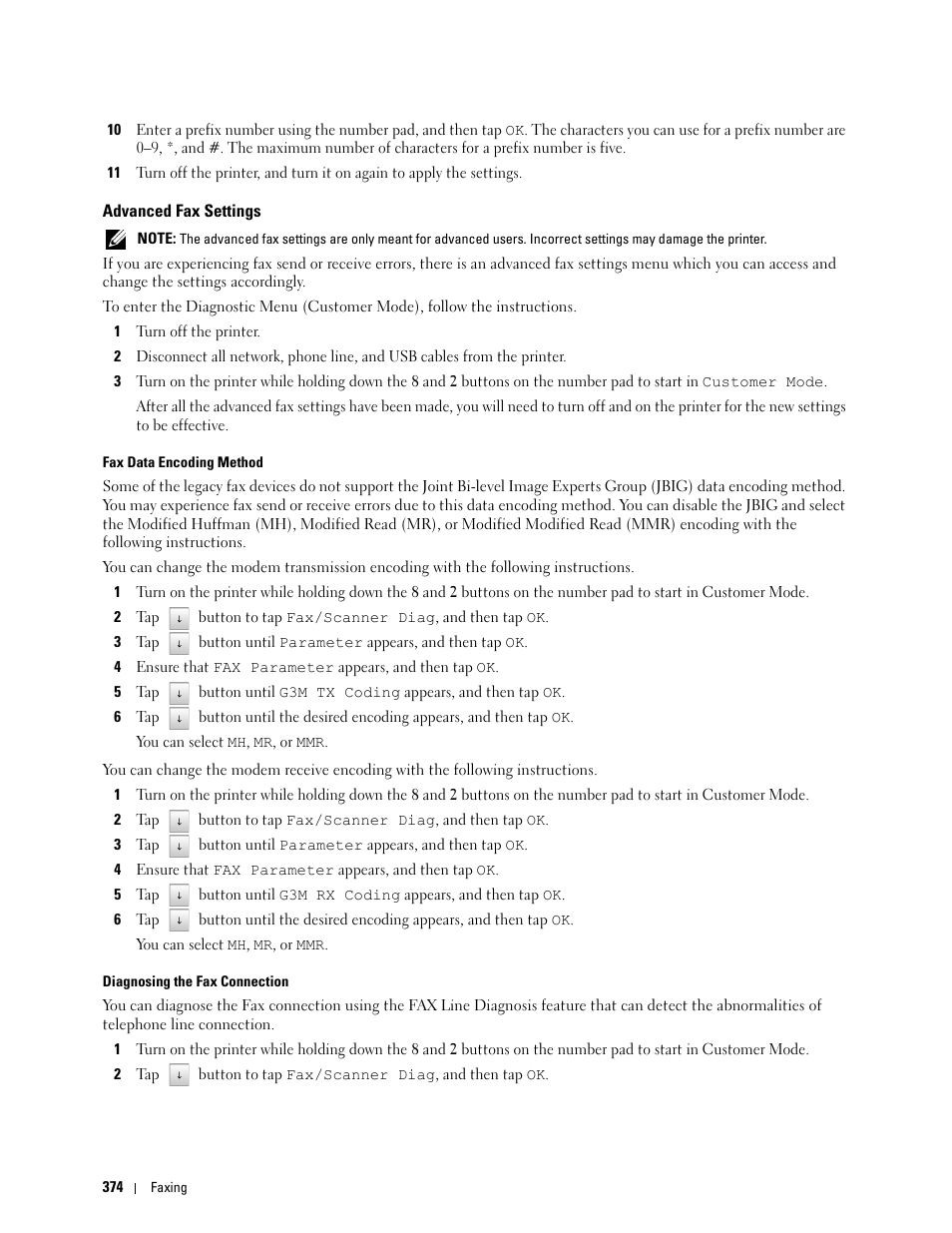 Advanced fax settings | Dell C2665dnf Color Laser Printer User Manual | Page 376 / 578