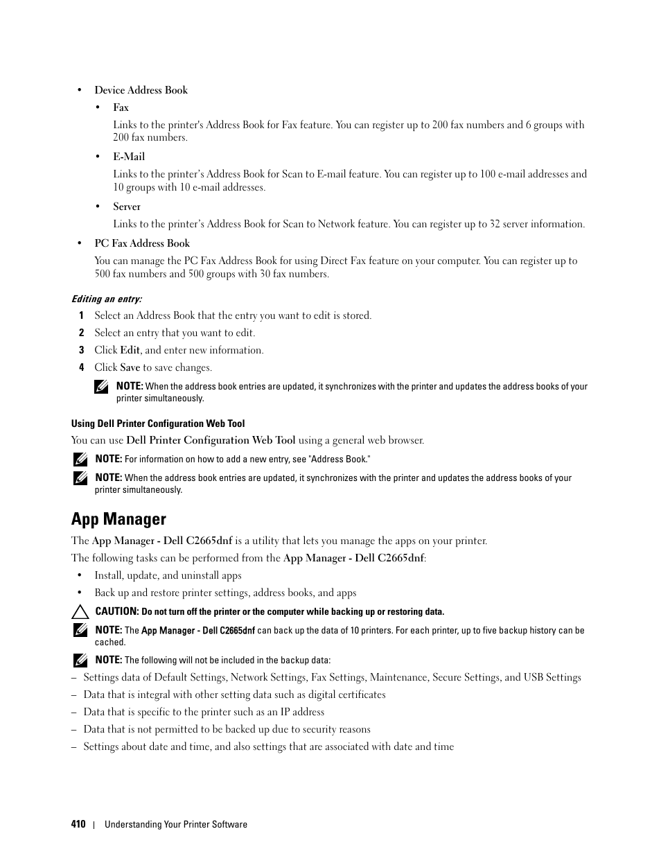 App manager | Dell C2665dnf Color Laser Printer User Manual | Page 412 / 578