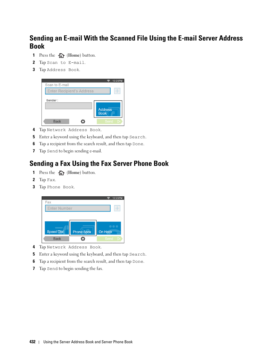 Sending a fax using the fax server phone book | Dell C2665dnf Color Laser Printer User Manual | Page 434 / 578