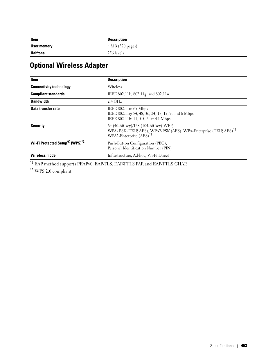 Optional wireless adapter | Dell C2665dnf Color Laser Printer User Manual | Page 465 / 578