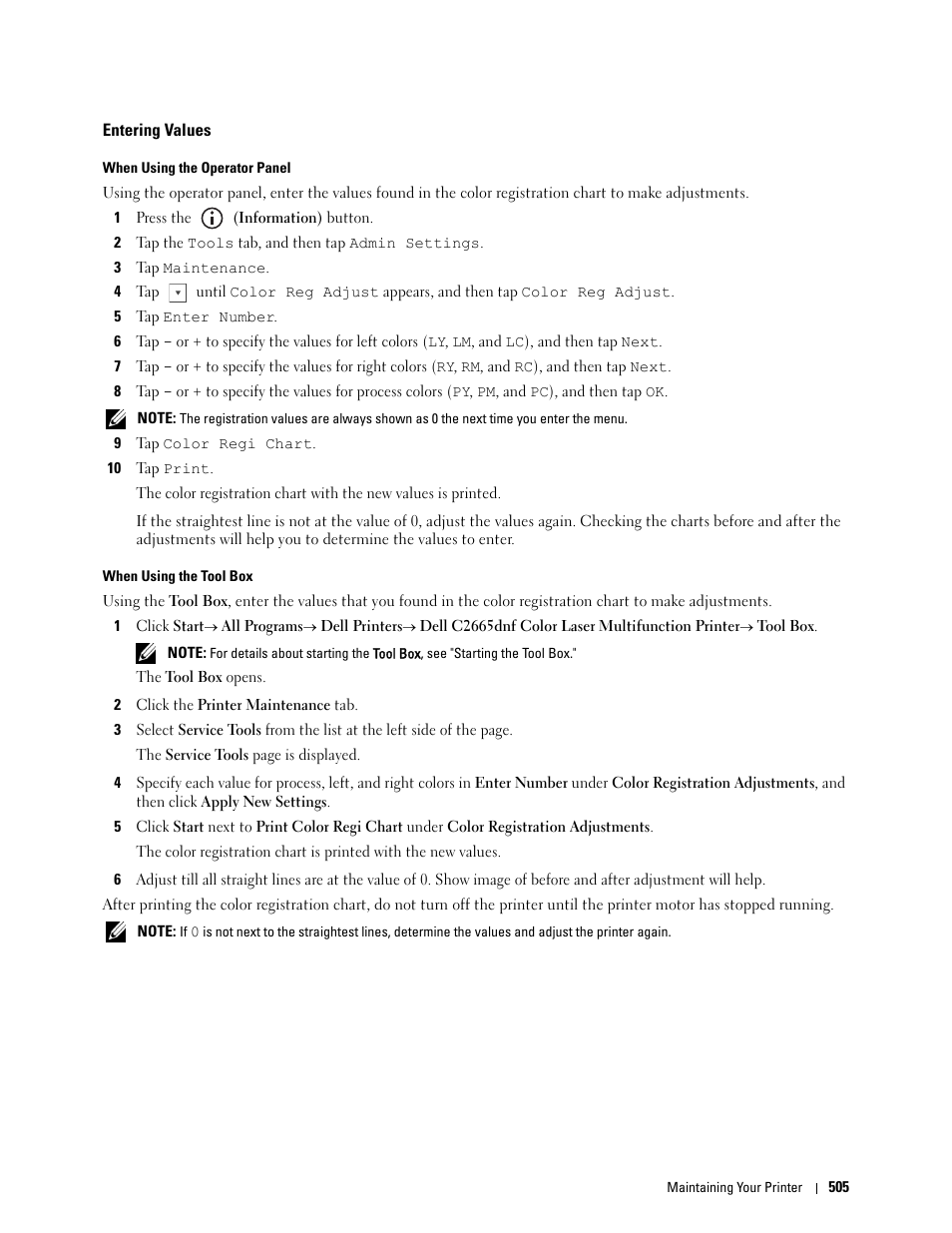 Entering values | Dell C2665dnf Color Laser Printer User Manual | Page 507 / 578